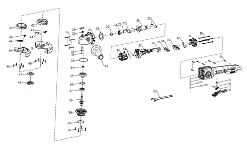 Fig-0 Diagram and Parts List for CP8345  Chicago Pneumatic Grinder
